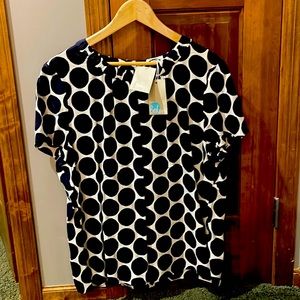 Boden Navy and white polka dot blouse. Size 18- NWT